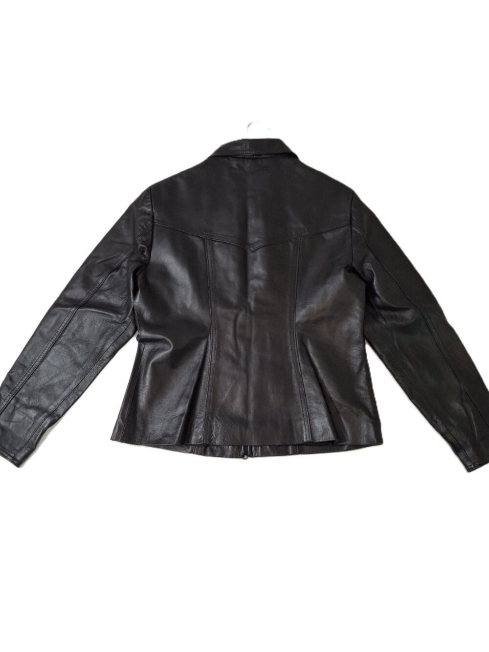 Vintage Sz M Women's Genuine Black Leather Jacket Leather Ranch Zip Up - Picture 3 of 11